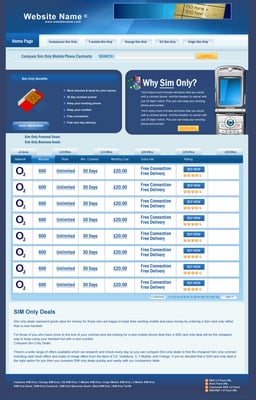 Product picture Sim Card Deal Comparison Web Design Template